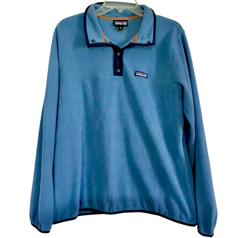 PATAGONIA Micro D Blue Long Sleeve SNAP-T Fleece Pullover Women's Size XL